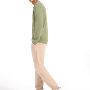 Sweat-shirt d'hiver vert à col rond pour homme, coupe classique, pull à manches longues, poignets côtelés, haut uni, numérique, écologique, respirant - Product Image 3