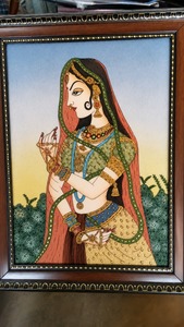 Traditional Indian Miniature Painting Beautiful Royal Lady <b>Queen</b> Bani Thani Style Rajputana Heritage Wall Decor Handmade <b>Art</b> - Product Image 1