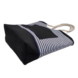 Sac de plage en toile de coton 10 oz, personnalisable, tendance, imprimé rayures, rembourré en EVA, avec poignée intérieure en corde doublée - Product Image 4