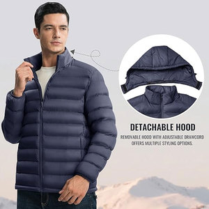 Veste matelassée légère pour homme avec capuche amovible, résistante à l'eau, isolée, avec poignets élastiques et ourlet réglable - Product Image 5