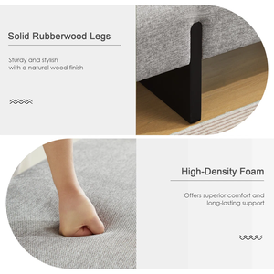 Banc Mid-Century Modern Vietnam en tissu de lin de qualité supérieure + éponge haute densité + bois massif naturel MD04 - Product Image 4