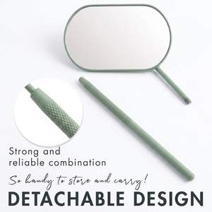Oval Wide Angle Eyelash Extension <b>Mirror</b> Professional Lash Inspection <b>Mirror</b> Stainless Steel Non Slip Handle Lighted Silver - Product Image 5