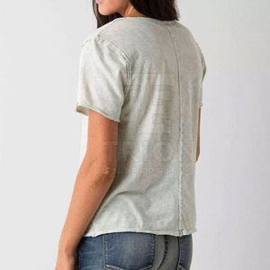 เสื้อยืดผ้าฝ้าย 100% แบบดิสเทรส ขายส่ง รับทำโลโก้ เสื้อยืดผู้หญิงแบบดิสเทรส ดีไซน์ล่าสุด เสื้อยืดผู้หญิงแบบดิสเทรสสำหรับฤดูร้อน - Product Image 5