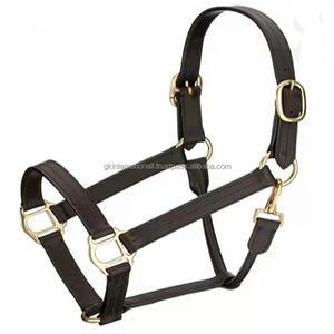 Licou cheval en cuir ordinaire marron personnalisé avec double couture et rembourrage en cuir durable matériel en laiton cheval licou en cuir - Product Image 2