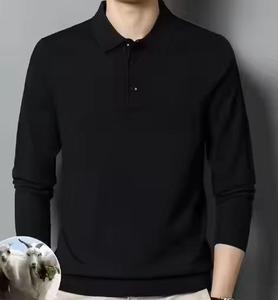 Camisa polo de hombre de manga larga, 100% algodón Oxford, transpirable, informal, de color sólido, corte regular, estilo tejido. - Product Image 4