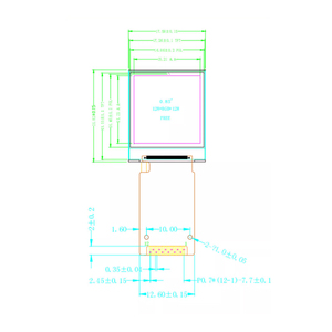0,85 Zoll quadratisches Tft-LCD-Anzeige modul Bildschirm auflösung 128*128 Punktmatrix-SPI-Schnitts telle Kleines Tft-LCD GC9107-Laufwerk Ic - Product Image 3