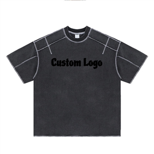 T-shirts personnalisés effet vieilli pour hommes, T-shirts streetwear en coton surdimensionnés, vente en gros de T-shirts vieillis de haute qualité - Product Image 1