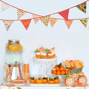 Guirlande de 32 pieds en coton à motifs floraux orange, drapeaux triangulaires, bannière de décoration pour fête d'automne et Thanksgiving - Product Image 3