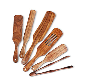 Ensemble de spatules en bois personnalisées à long manche pour la cuisine et la pâtisserie, outil d'organisation de cuisine au prix le plus bas - Product Image 1