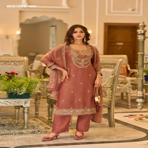Conjunto de traje-Salwar de chifón elegante de alta calidad con bordados, listo para usar, proveedor y exportador mundial de moda femenina. - Product Image 1