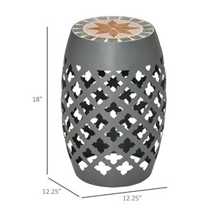 "Aluminum <b>Folding</b> Patio Side <b>Table</b> Gray Mosaic Accent Plant Stand for <b>Dining</b>" - Product Image 3