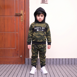 Ensemble de survêtement pour bébés et jeunes garçons, avec logo personnalisé, sweat à capuche et pantalon en molleton de coton à taille élastique, tenue d'hiver 2 pièces, vente en gros - Product Image 3