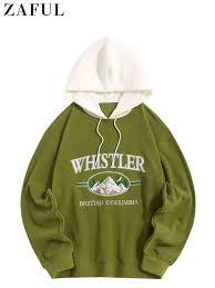 Sudadera con capucha vintage Whistler British Columbia – Sudadera con capucha de lana con estampado retro para hombre, color verde bosque, con bordado de montaña - Product Image 3