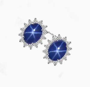 Boucles d'oreilles ovales en saphir bleu étoilé Lindy pour femme, 7x5mm, bijoux en pierres précieuses célestes, argent 925, cadeau pour mariée ou demoiselle d'honneur - Product Image 6