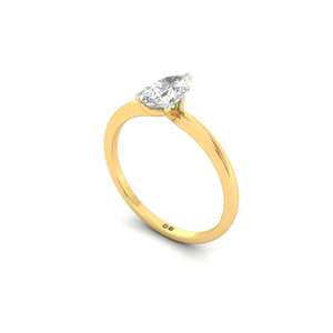 Anillo Solitario con Diamante Cultivado en Laboratorio de Corte Pera de 074 Quilates, Chapado en Oro de 10K, Joyería Clásica Elegante y de Lujo para Mujer, Compromiso, Boda - Product Image 1