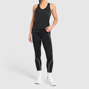 <b>Women's</b> <b>Black</b> Scoop Neck <b>Tank</b> <b>Top</b> Knitted Polyester Sporty Style Breathable Regular Length Solid Color - Product Image 4