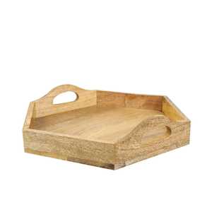 Custom Decorative Coffee Tea <b>Bamboo</b> Wooden Breakfast Food Tray Acacia Wood Serving Tray with Handles - Product Image 2