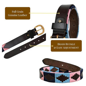 Cinturón Ecuestre de Cuero de Alta Calidad con Bordado Personalizado de Patrón de Diamantes para Hombre - Product Image 2