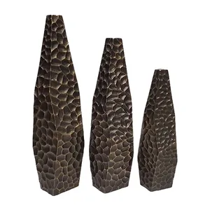 Handmade Iron Tabletop <b>Vase</b> Industrial and Coastal Design Textured Surface Hexagonal Shape Decorative Metal Christmas <b>Vase</b> - Product Image 3