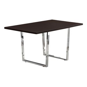 Contemporary 60\" Rectangular Dining <b>Table</b> <b>Brown</b> Laminate with Chrome Metal Accents for Kitchen and Dining Room - Product Image 1