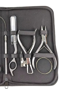 Kit d'outils d'extension de cheveux argentés avec ciseaux de précision, peigne à rats, pince et aiguilles courbées - Product Image 4
