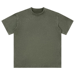 เสื้อยืดคอกลมแขนสั้นผู้ชาย ผ้าฝ้าย 100% ทรงปกติ สไตล์ลำลอง ผ้าเจอร์ซีย์ถักลายกราฟิกด้านหน้า ล้างสีแบบแอซิดวอช ทรงพอดีตัว - Product Image 2