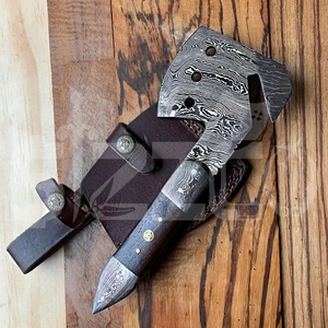 Custom Full Tang Damascus Steel Hunting Camping <b>Bearded</b> Axe Micarta Handle Tomahawk Real Hatchet with Leather Sheath, Ideal Gift - Product Image 4