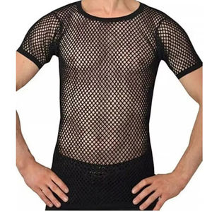 Camiseta de malla transparente blanca para hombre, manga larga, corte regular, cuello redondo, logotipo personalizado, anti-UV, camiseta interior de malla. - Product Image 3