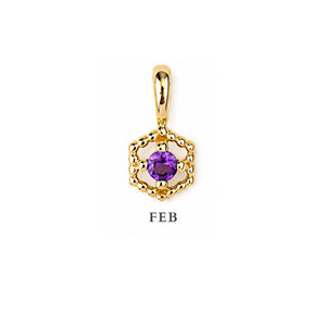 Pendentif hexagonal en quartz améthyste, pierre précieuse ronde de 8 mm, breloque à griffes, pierre de naissance, collier plaqué or, cadeau pour elle - Product Image 2