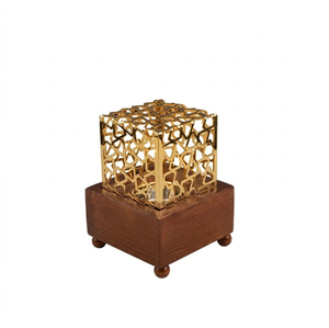 Quemador de incienso árabe de lujo con base de madera hecha a mano y Mabkhara geométrica de metal, soporte premium para incienso Oud para decoración de Ramadán - Product Image 5