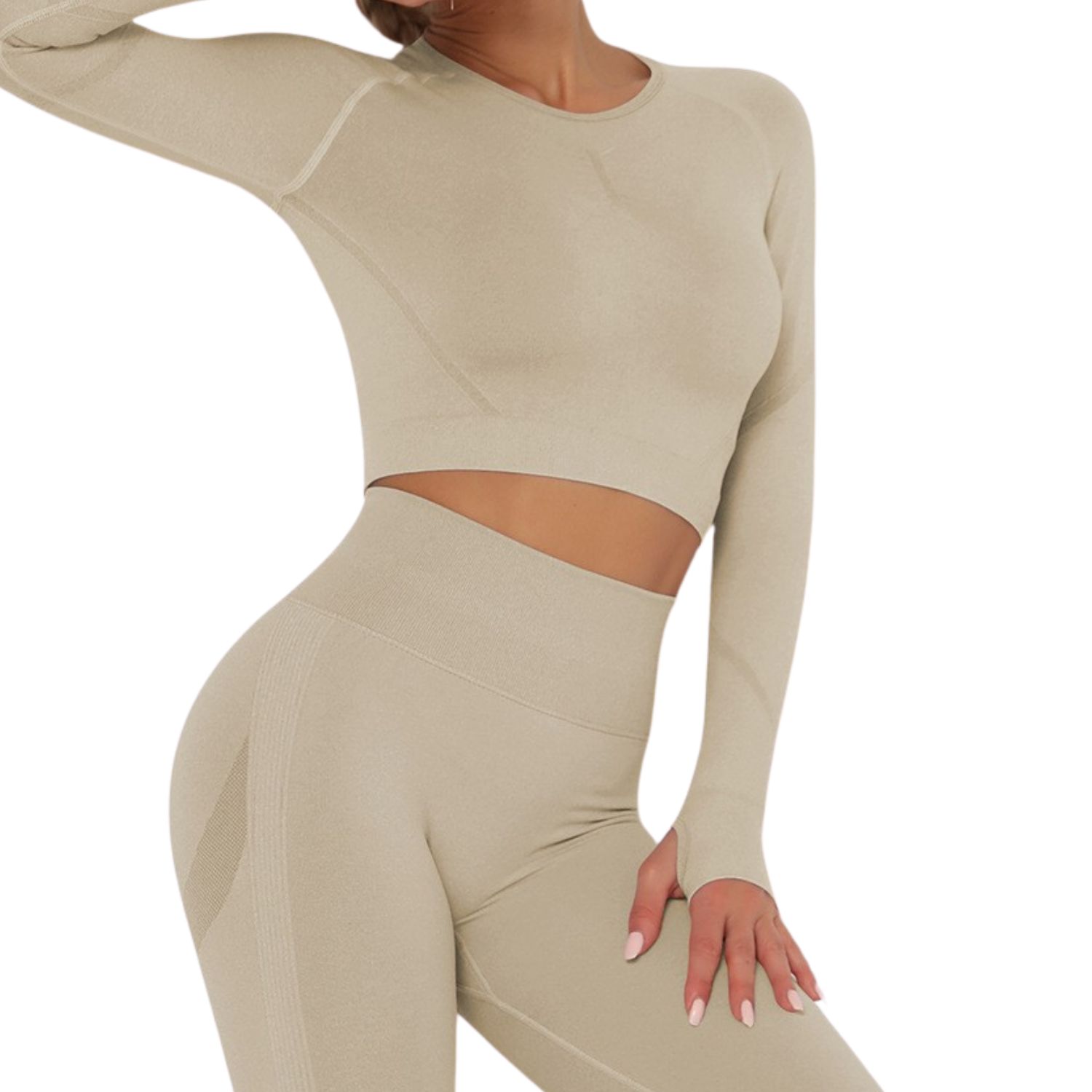Custom Wholesale Women Seamless Long Sleeve Yoga Crop Top Fitness Gym Workout Stretch Athletic Activewear Training Sports Top
