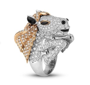 Two Tone Sterling <b>Silver</b> Horse Head Iced Out <b>Ring</b> Unisex Luxury Diamond Animal Design Hip Hop <b>Statement</b> Jewelry IGI Certified - Product Image 1