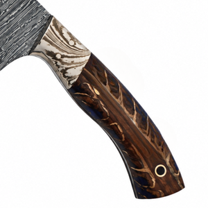 Cuchillo de Chef con Mango Marrón Marmoleado y Patrón Damasco, Hoja Ancha Gris Plateada y Empuñadura Curva para Cortar en la Cocina y Preparar Alimentos - Product Image 2