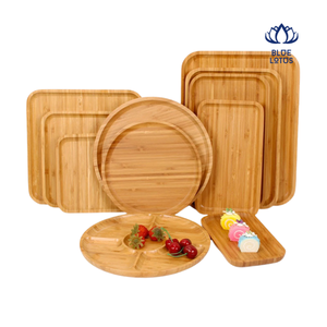 Plateau de service en bambou naturel fait main, plateau alimentaire en bambou, articles de cuisine écologiques, qualité export - BLUE LOTUS - Product Image 1