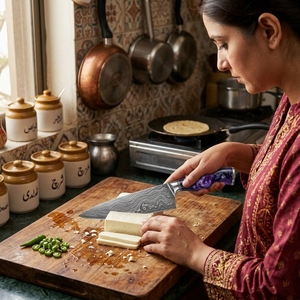 Cuchillo de Chef de Acero de Damasco Premium, Hoja Hecha a Mano, Mango de Madera, Cuchillo de Cocina Mayorista, Acero con Patrón Afilado como una Navaja - Product Image 4