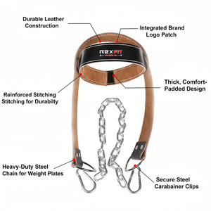 Harnais de cou en cuir Rexfit Sport pour la musculation, équipement robuste pour le renforcement de la tête et du cou, idéal pour l'entraînement de résistance et le fitness - Product Image 5