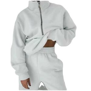 Servicio OEM Personalizar Conjuntos de ropa de chándal de mujer Moda Tallas grandes Cremallera Lavado ácido Trajes de chándal de mujer para la venta 2026 HI - Product Image 1