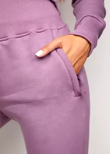 Wholesale <b>Women</b> Mauve Purple Two Piece Tracksuit <b>Set</b> with Cropped Drawstring Slim Fit Hoodie and <b>Jogger</b> Pants Custom Activewear - Product Image 6