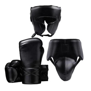 Precio al por mayor RTS: Sets de boxeo de cuero genuino con logotipos personalizados, que incluyen guantes de entrenamiento y sparring, protector de cabeza y protector de ingle. - Product Image 1