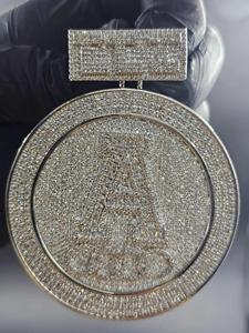 Medallón Colgante de Lujo Totalmente Engastado con Inicial A Personalizada, Plata de Ley S925 con Diamante Moissanita, Amuleto de Moda Hip Hop - Product Image 5