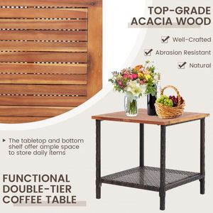 Set di Mobili da Giardino in Rattan 3 Pezzi con Piano in Legno di Acacia - Product Image 5