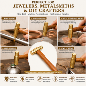 Marteau à bijoux en laiton de haute qualité avec manche en bois pour orfèvres et artisanat de marquage métallique - Product Image 5