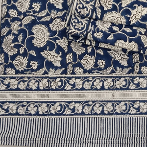 Wholesale Hand <b>Block</b> Printed Floral Classic Pure Cotton 3 PC Bedding Set King Size Soft Durable Machine Washable Home Hotel Use - Product Image 3