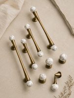 Poignées de porte en laiton et marbre de style antique (lot de 3) – Robustes, faites à la main, écologiques, pour la décoration de portes et fenêtres de maison et de bureau