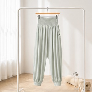 Breathable Yoga <b>Pants</b> Loose Fit Casual Activewear High Waist Elastic Waist Seamless <b>Spandex</b>/Polyester Workout Trousers 1 Piece - Product Image 4
