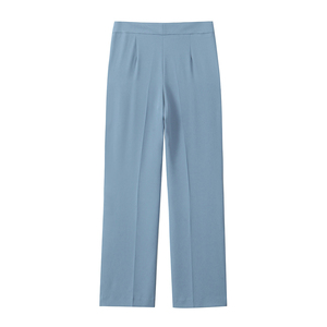 Pantalon en toile 100% coton délavé à l'acide, mi-hauteur, de qualité supérieure, léger, confortable, respirant, avec braguette boutonnée, pour femme, idéal pour le bureau et les occasions décontractées. - Product Image 2