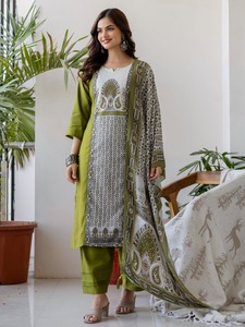 <b>Womens</b> Printed Shifli Work Straight <b>Kurta</b> Pent Dupatta Sets | 3pcs Ethnic Party Wear All Seasons Set - Product Image 5