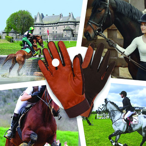 Premium Horse Riding Gloves Synthetic Serino Leather Zig zag stitching and a hook-and loop Velcro for man and woman - Product Image 2