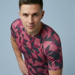 Mens Sporty Athletic Compression Jersey Solid Half Sleeve Shirt Front Fitted Custom Fitness Workout Gym Training Running Sports - Product Image 2