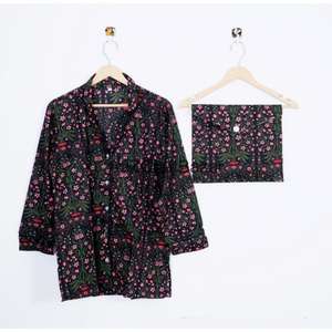 Pijama de algodón 100% para mujer, conjunto de ropa de dormir de algodón puro para verano e invierno, venta al por mayor para niñas. - Product Image 3